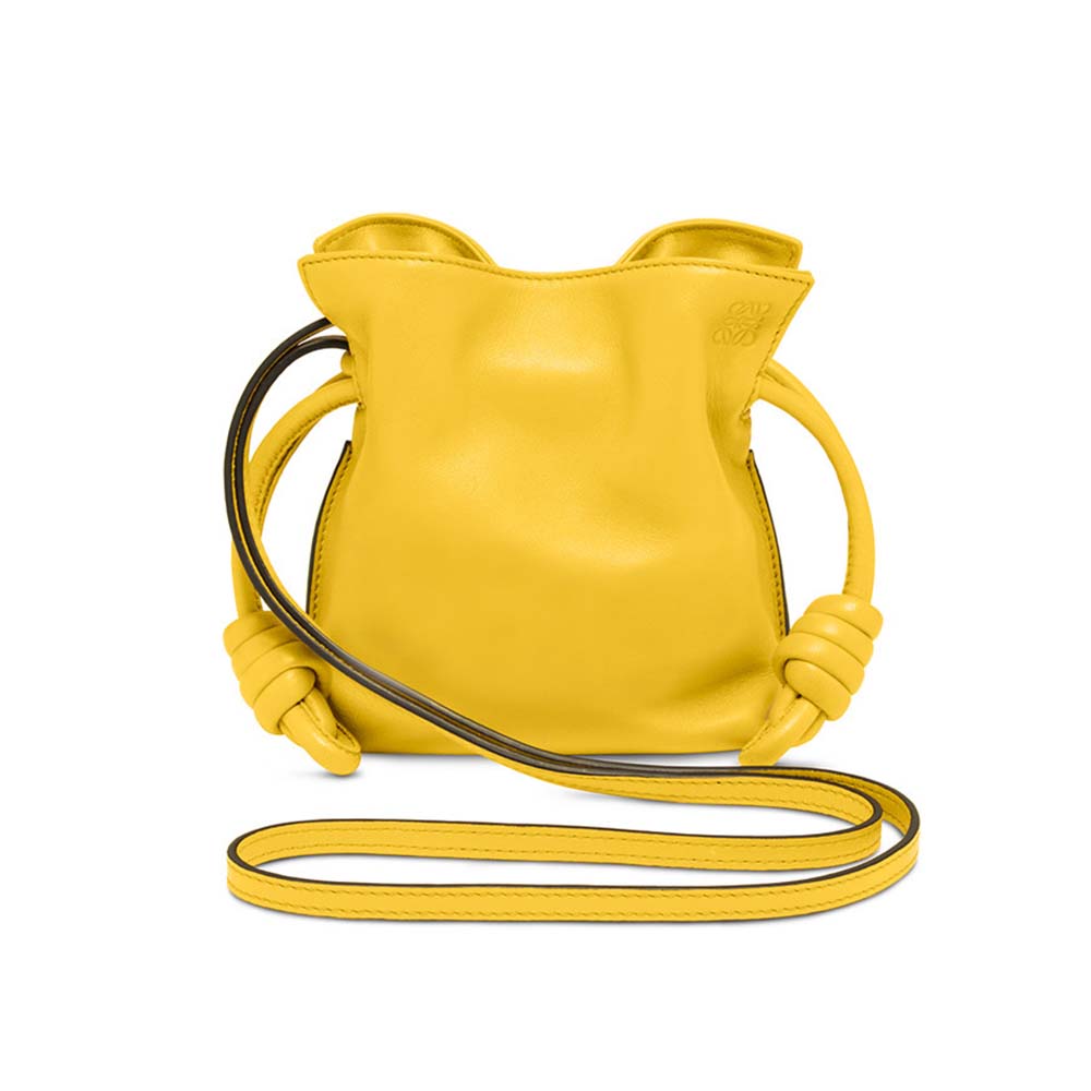Front angle of Loewe Women Flamenco Knot Mini Bag in Nappa Leather-Yellow