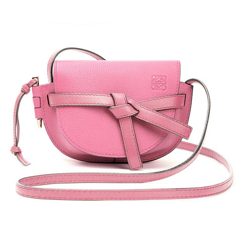 Front view of Loewe Women Gate Mini Bag Petroleum Soft Grained Calf-Rose