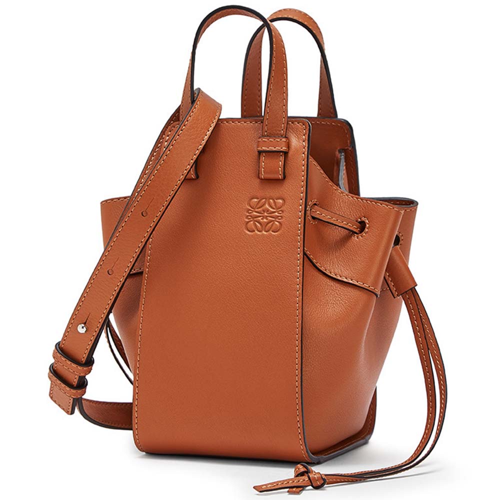 Front view of Loewe Women Hammock Dw Mini Bag in brown nappa leather