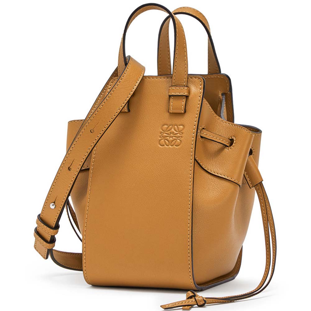 Front view of Loewe Women Hammock Dw Mini Bag in Nappa Calf-Orange
