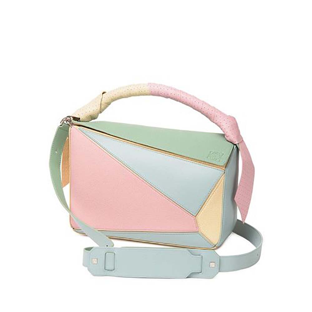 Front view of Loewe Women Puzzle Wrap Bag Multicolor in Calfskin