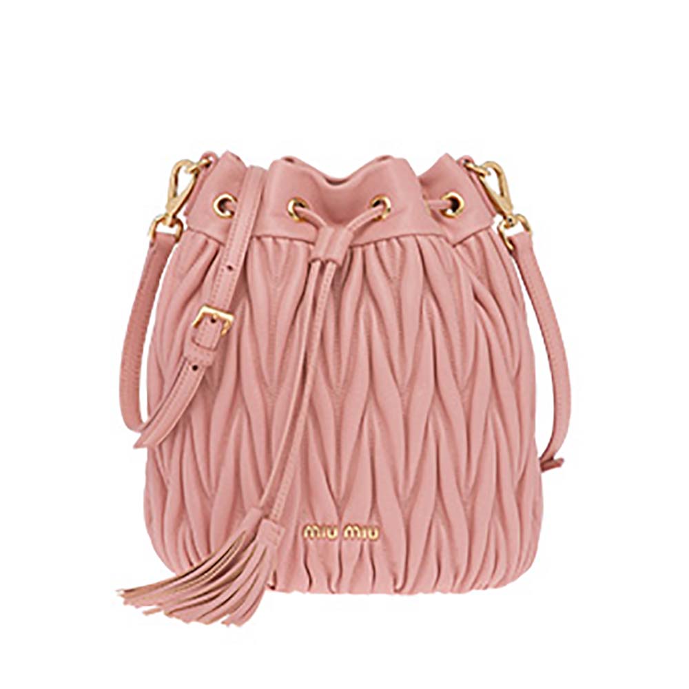 Front view of Miu Miu Women Matelasse Leather Bag-Pink showing quilted detail