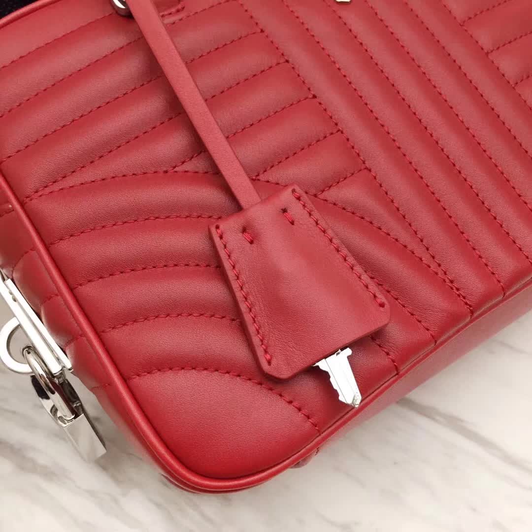 Prada Diagramme Big Leather Handbag with Top Handle-Red - image 8