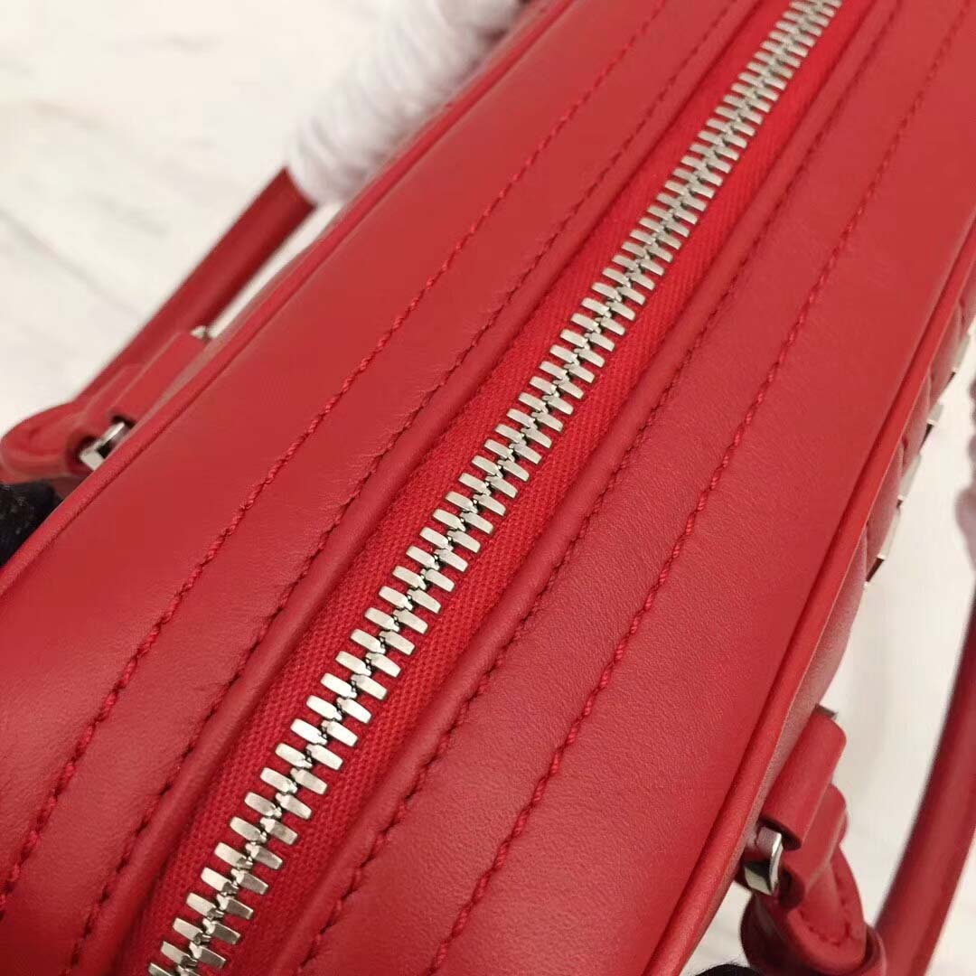 Prada Diagramme Big Leather Handbag with Top Handle-Red - image 9