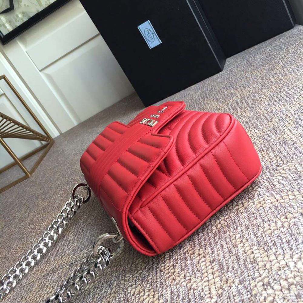 Prada Diagramme Leather Shoulder Bag-Red - image 7