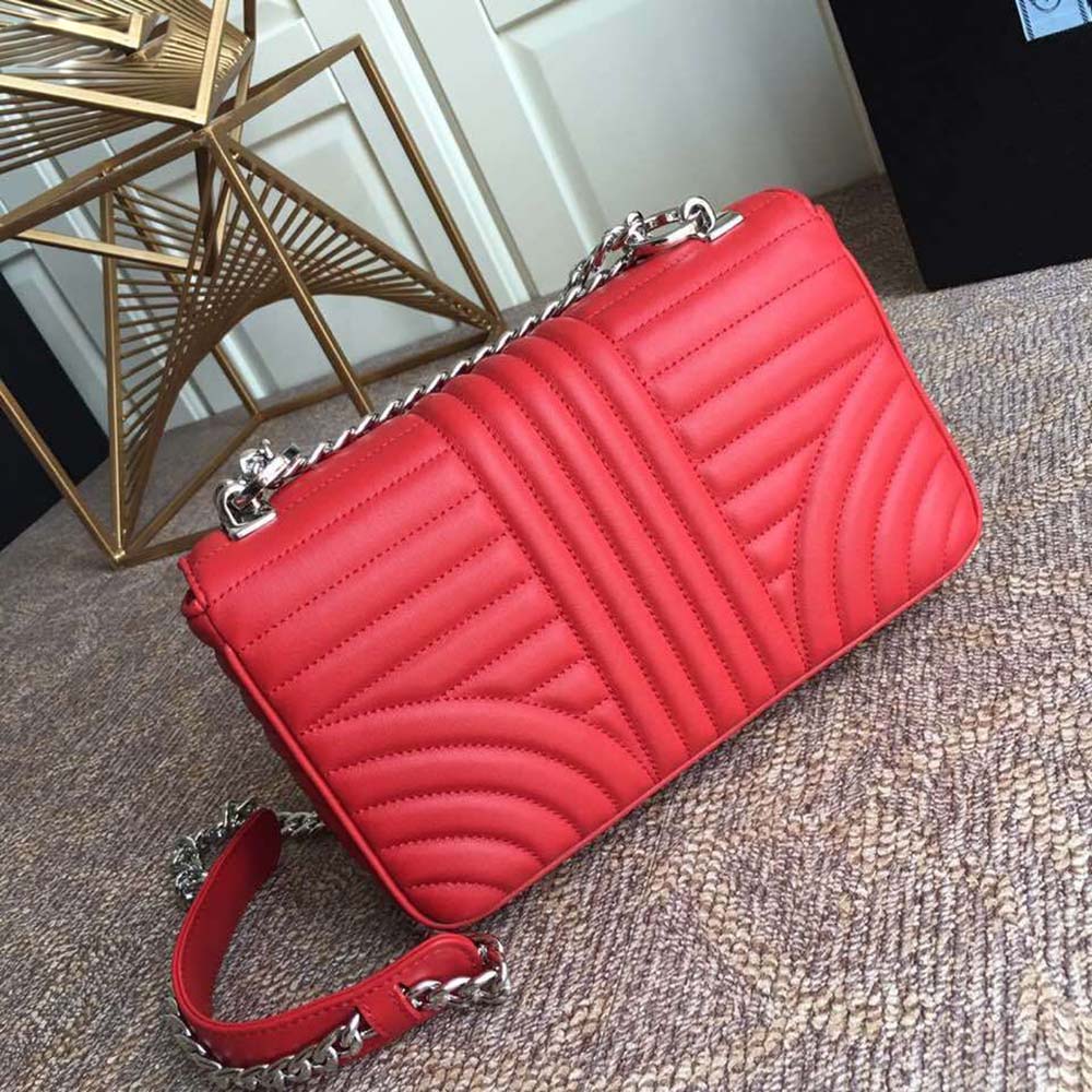 Prada Diagramme Leather Shoulder Bag-Red - image 4