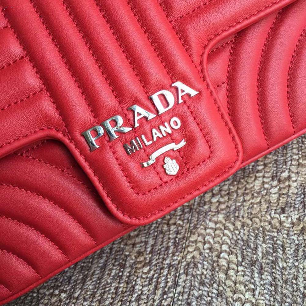 Prada Diagramme Leather Shoulder Bag-Red - image 8