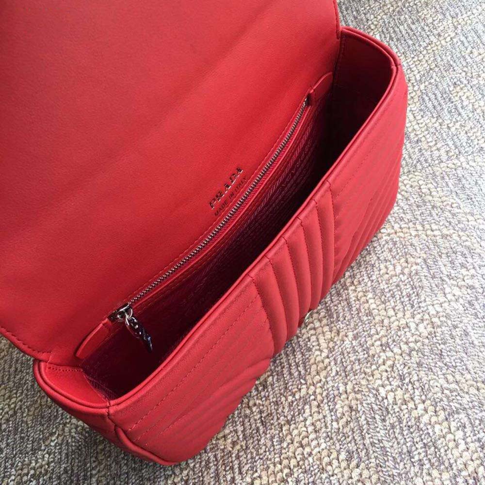 Prada Diagramme Leather Shoulder Bag-Red - image 6