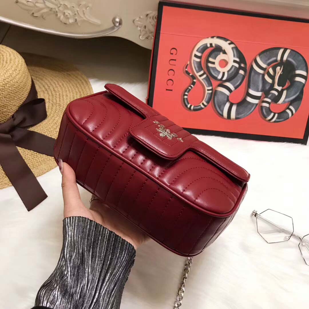 Prada Diagramme Small Leather Shoulder Bag-Maroon - image 7