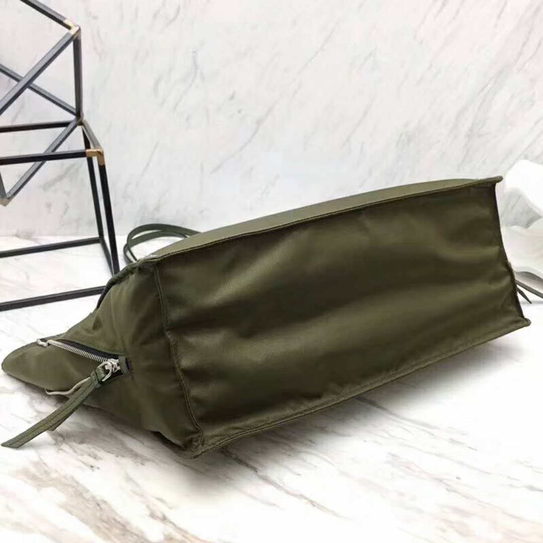 Prada Etiquette Fabric Tote with Metal Stud Trim-Olive - image 6