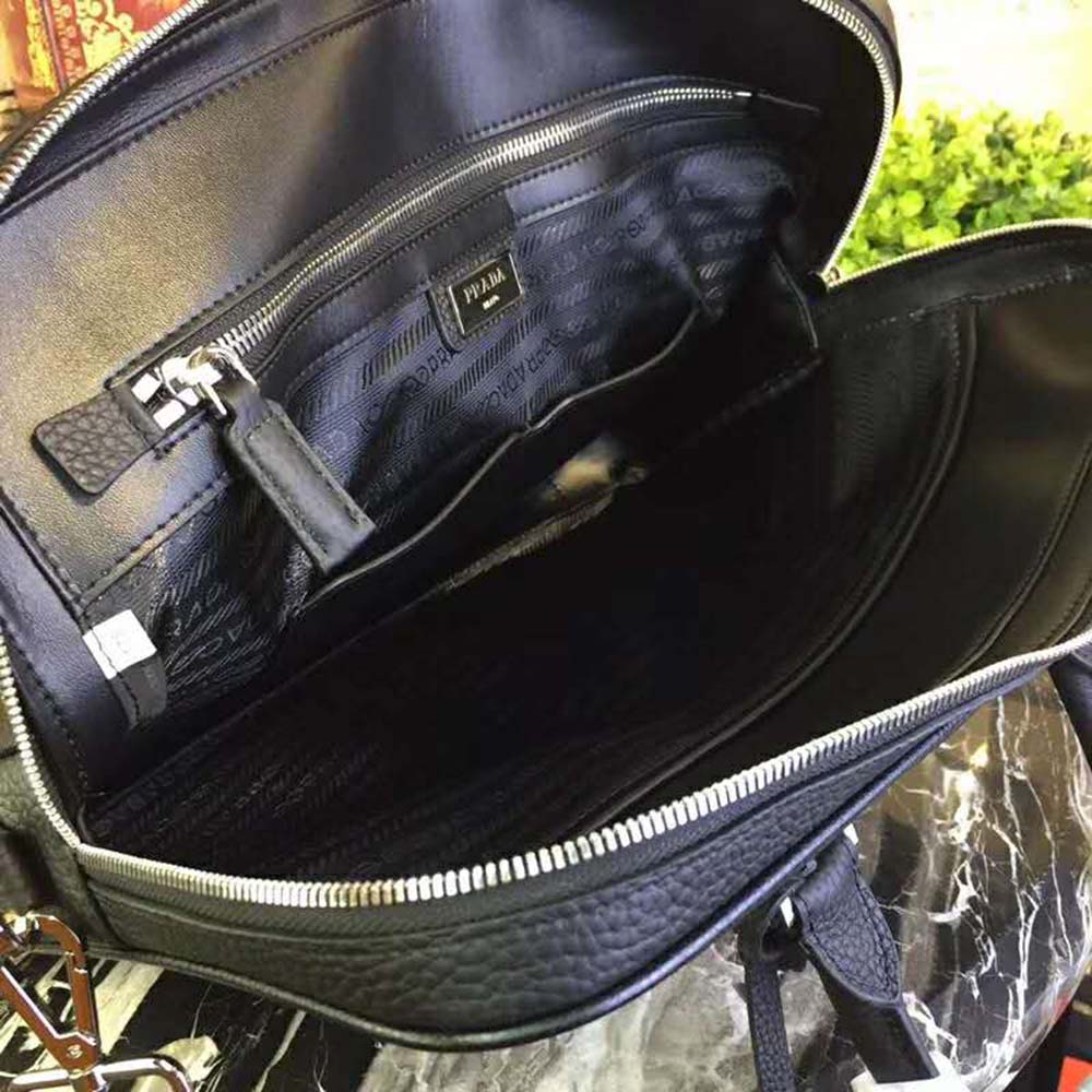 Prada Men Grained Calf Leather Briefcase Bag in Black - image 5