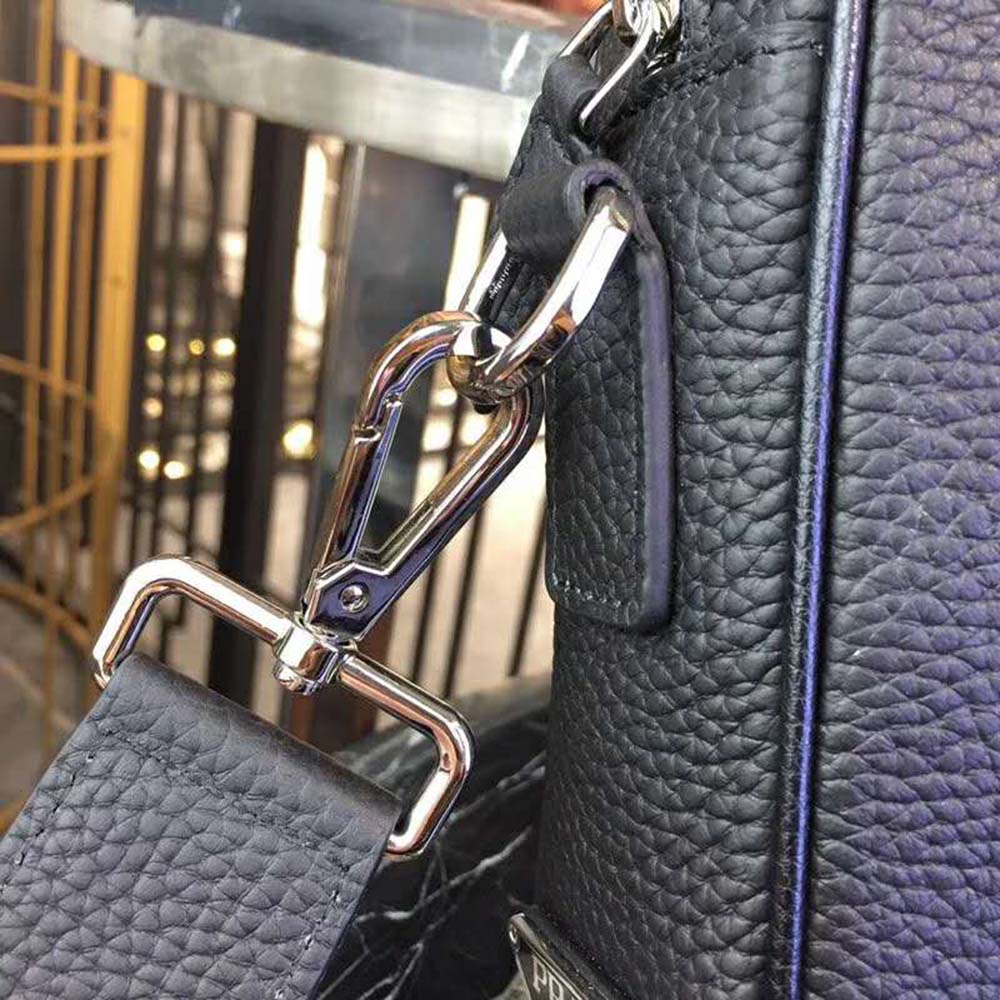 Prada Men Grained Calf Leather Briefcase Bag in Black - image 9