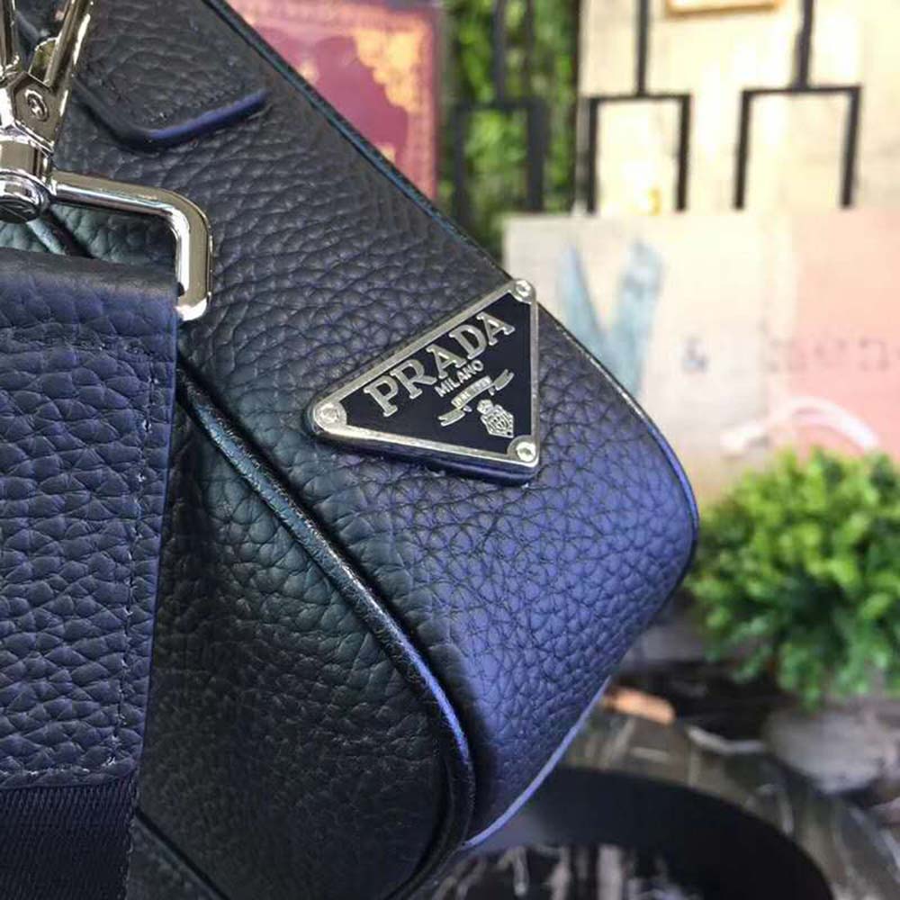 Prada Men Grained Calf Leather Briefcase Bag in Black - image 8