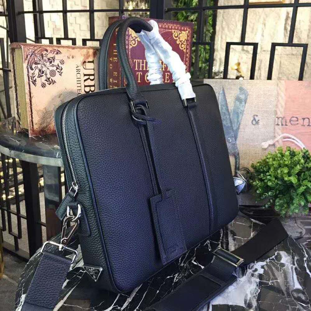 Prada Men Grained Calf Leather Briefcase Bag in Black - image 4