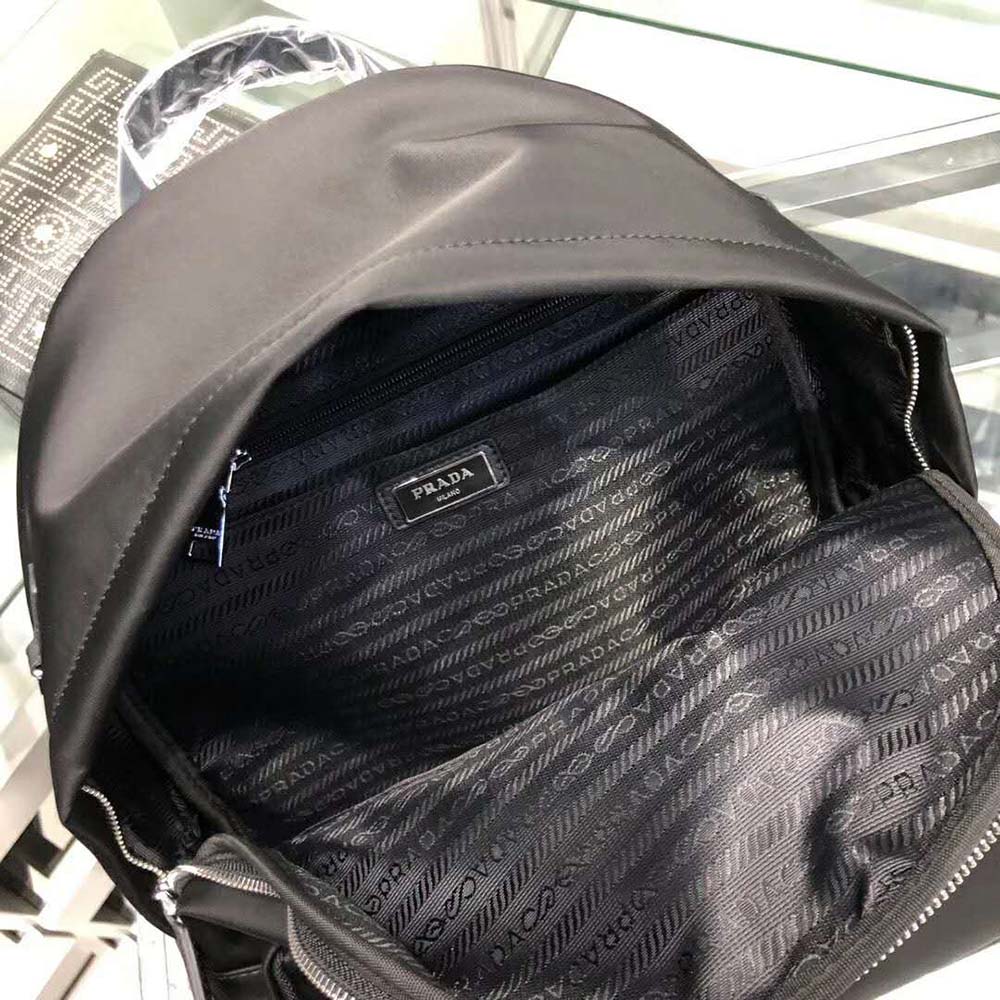 Prada Men Nylon and Saffiano Leather Backpack-Black - image 8