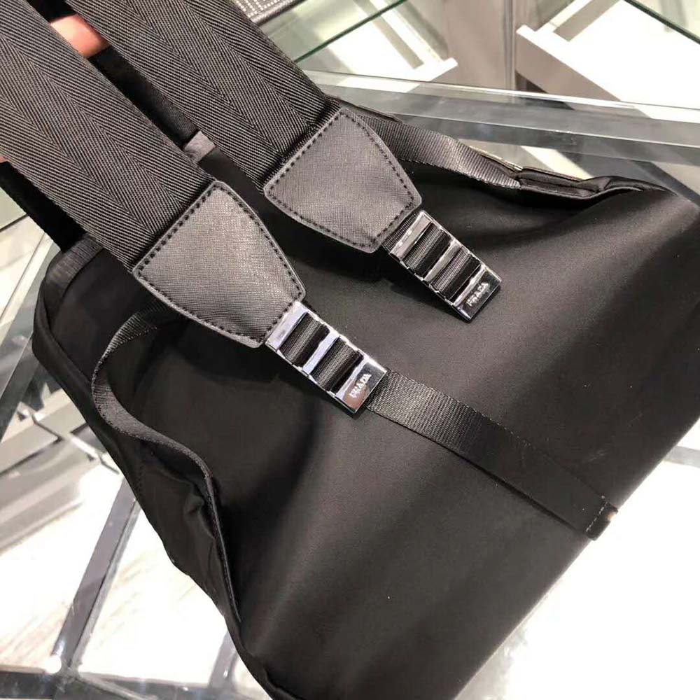 Prada Men Nylon and Saffiano Leather Backpack-Black - image 6