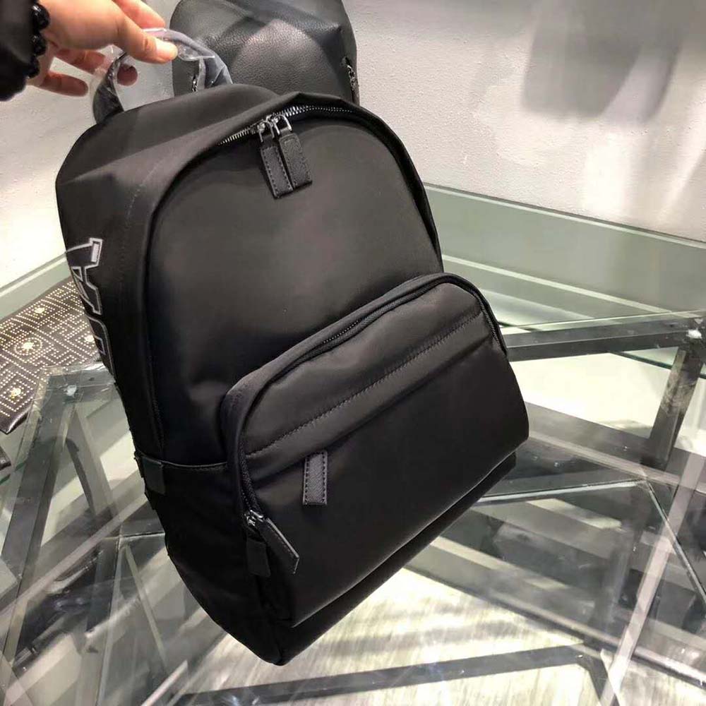 Prada Men Nylon and Saffiano Leather Backpack-Black - image 4