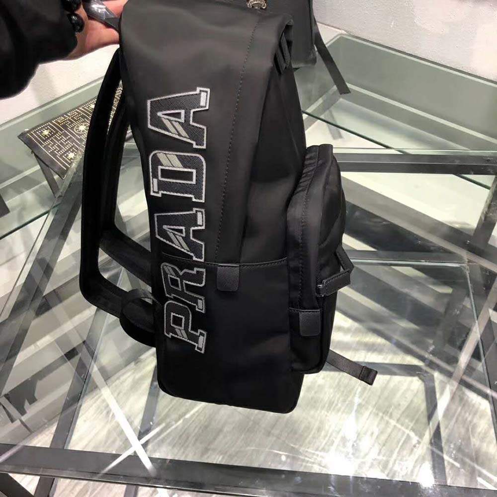 Prada Men Nylon and Saffiano Leather Backpack-Black - image 7