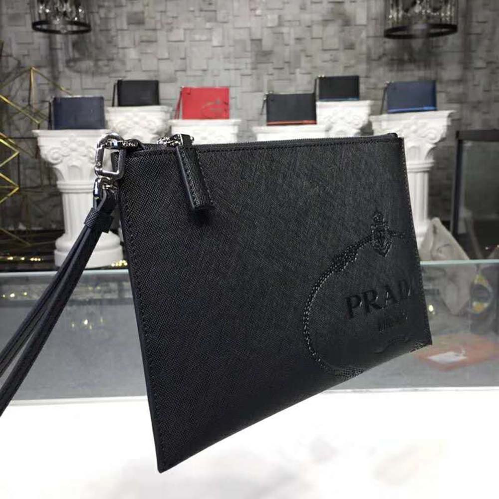 Prada Men Saffiano Leather Hand Bag-Black - image 4