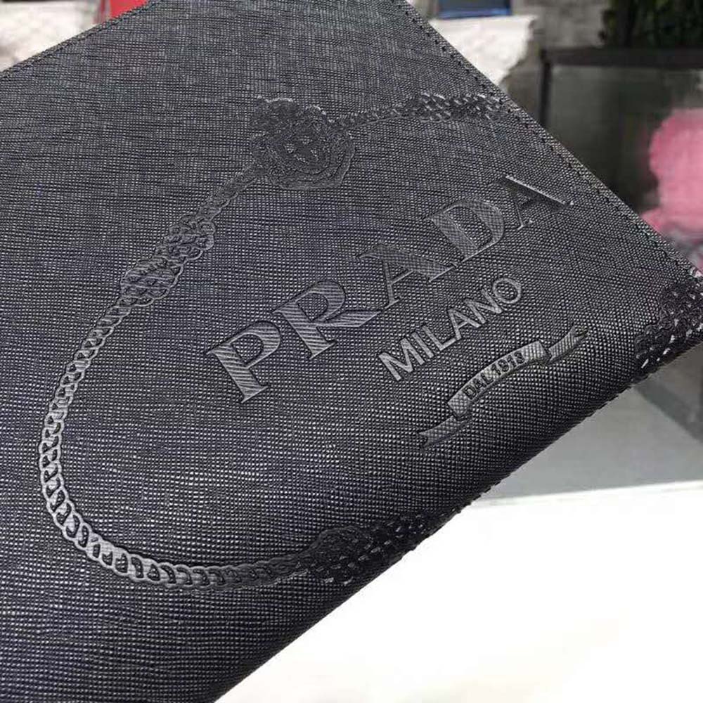 Prada Men Saffiano Leather Hand Bag-Black - image 5
