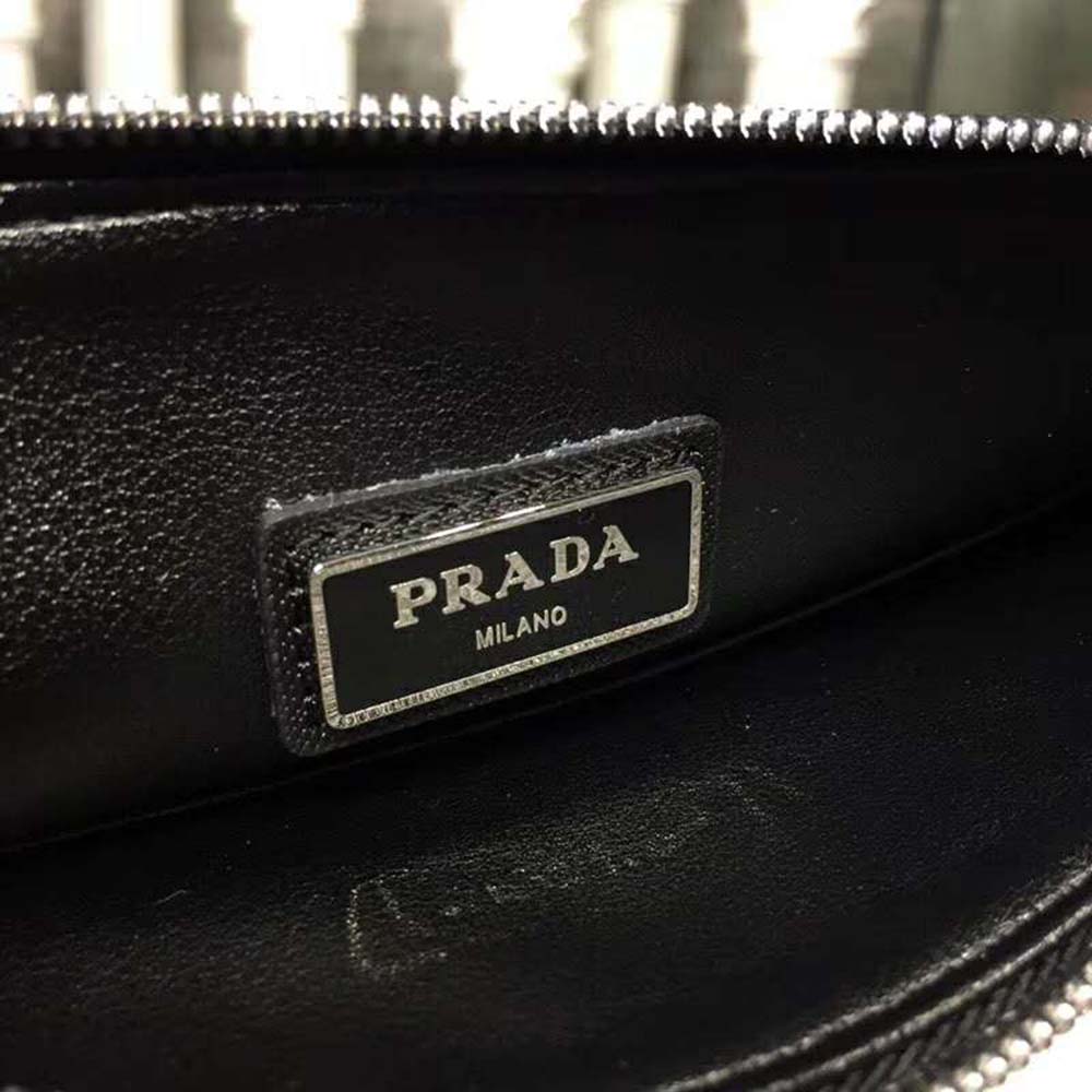 Prada Men Saffiano Leather Hand Bag-Black - image 8