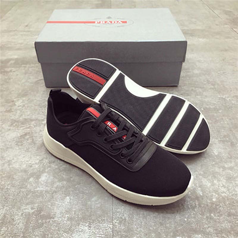 Prada Men Shoes Nylon and Leather Sneakers-Black - image 5