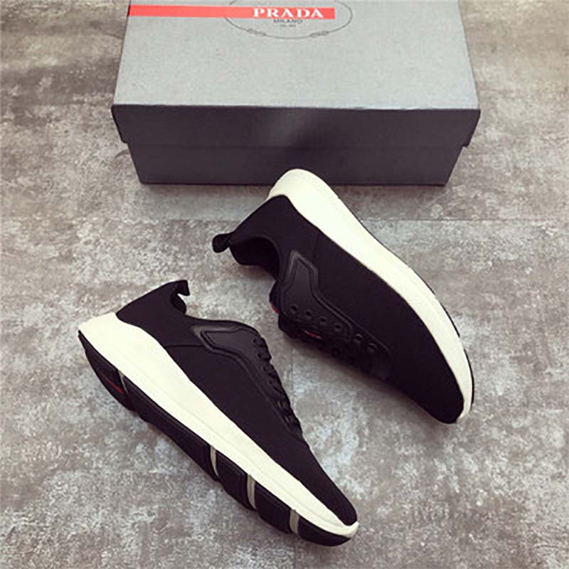 Prada Men Shoes Nylon and Leather Sneakers-Black - image 4
