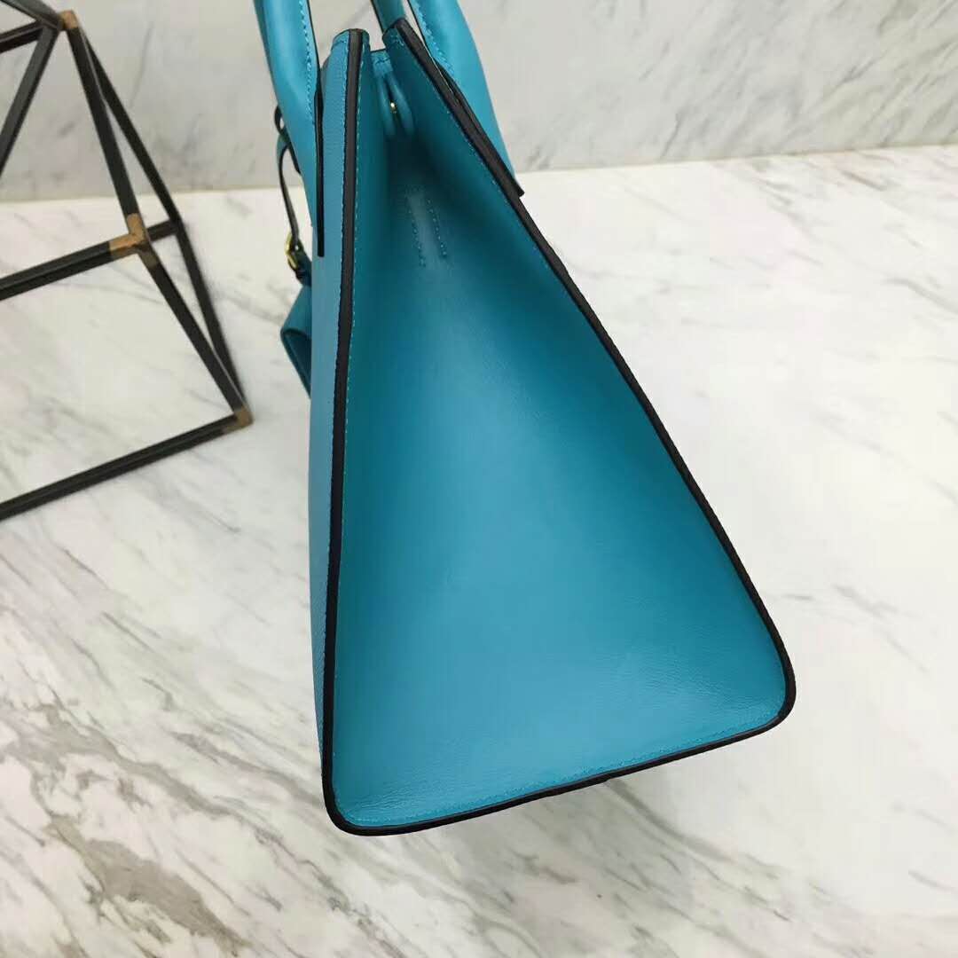 Prada Monochrome Handbag in Saffiano and Calf Leather-Aqua - image 4