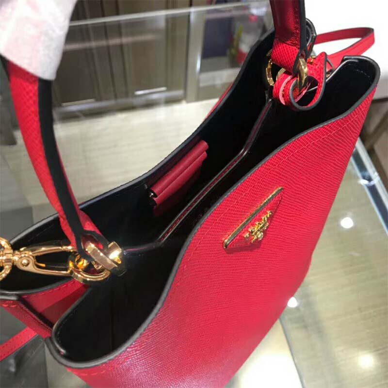 Prada Women Double Medium Bag in Saffiano Leather-Red - image 5