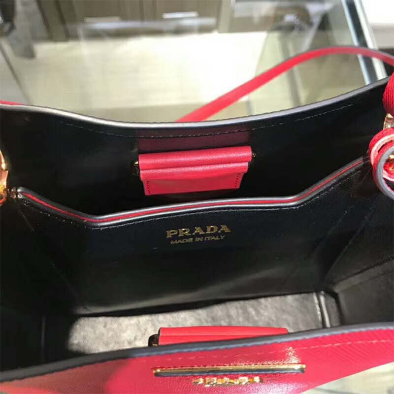 Prada Women Double Medium Bag in Saffiano Leather-Red - image 8