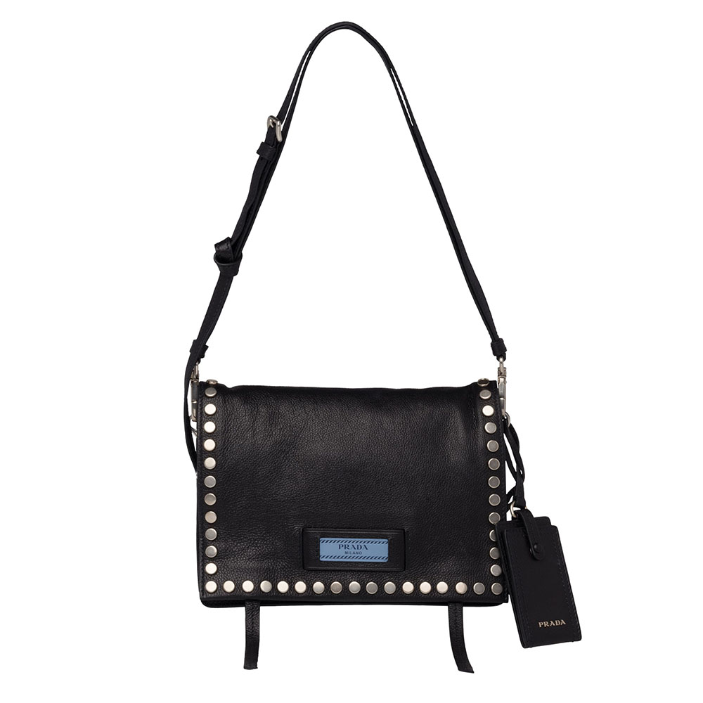Front view of Prada Women Etiquette Bag in Calf Leather-Black