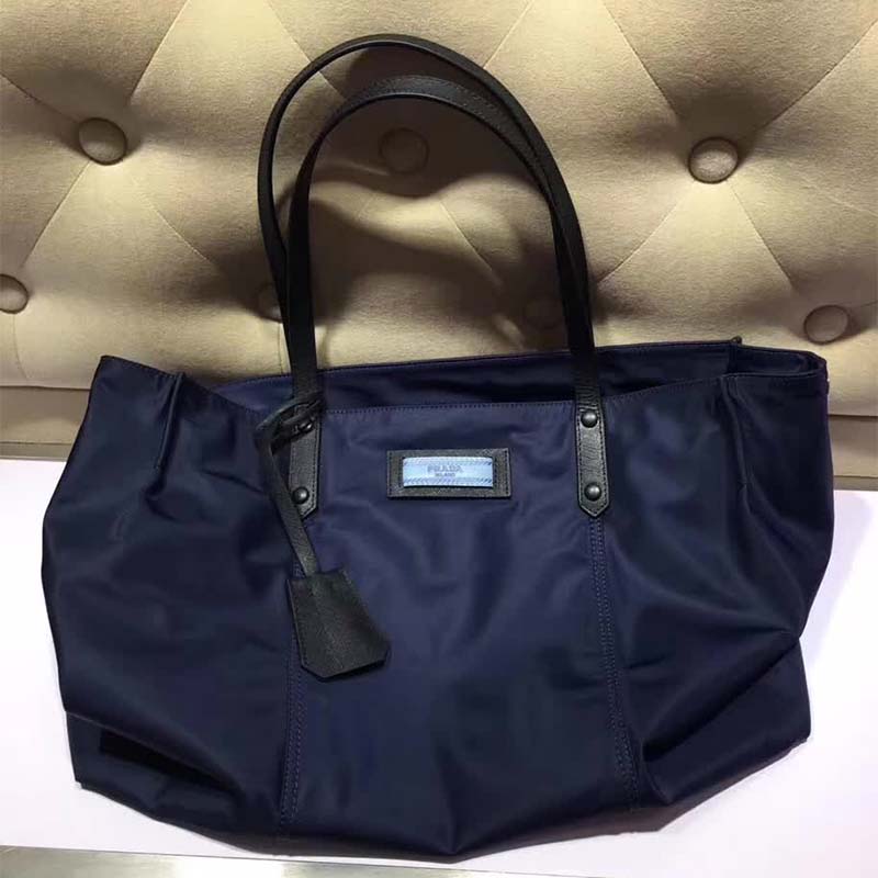 Prada Women Large Etiquette Nylon Bag-Black - image 5