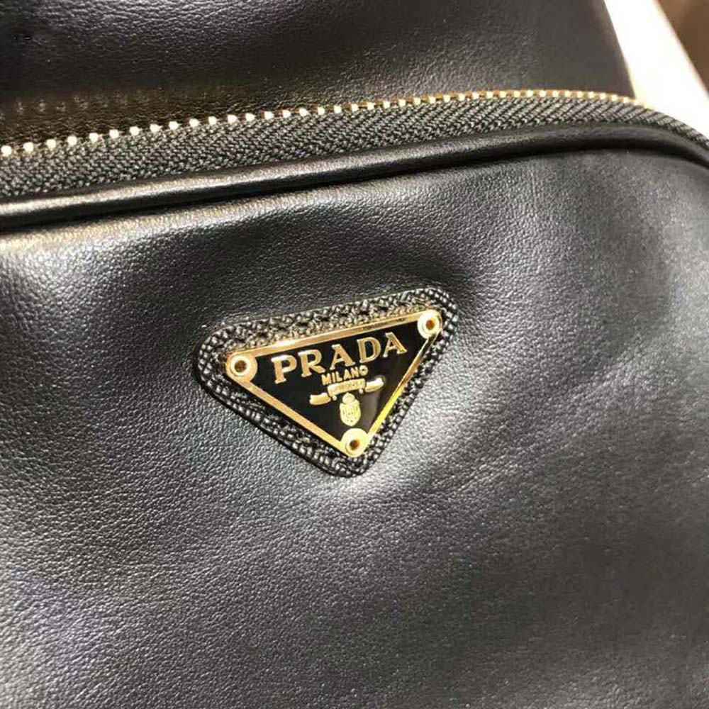 Prada Women Leather Bucket Shoulder Bag-Black - image 8
