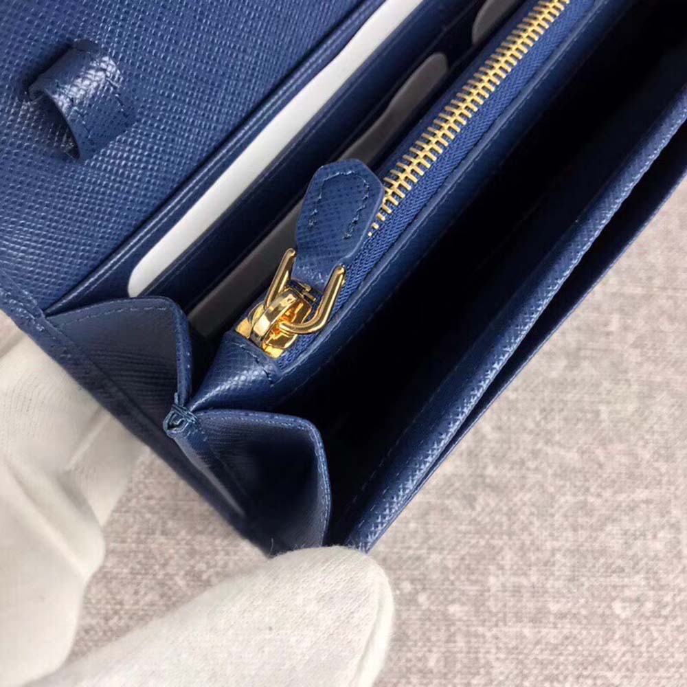 Prada Women Leather Shoulder Bag in Saffiano-Navy - image 7