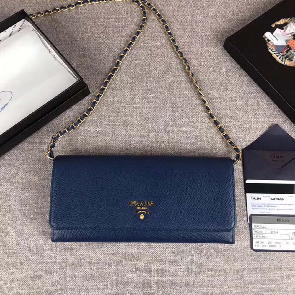 Close-up of silver-tone hardware on Prada Women Leather Shoulder Bag