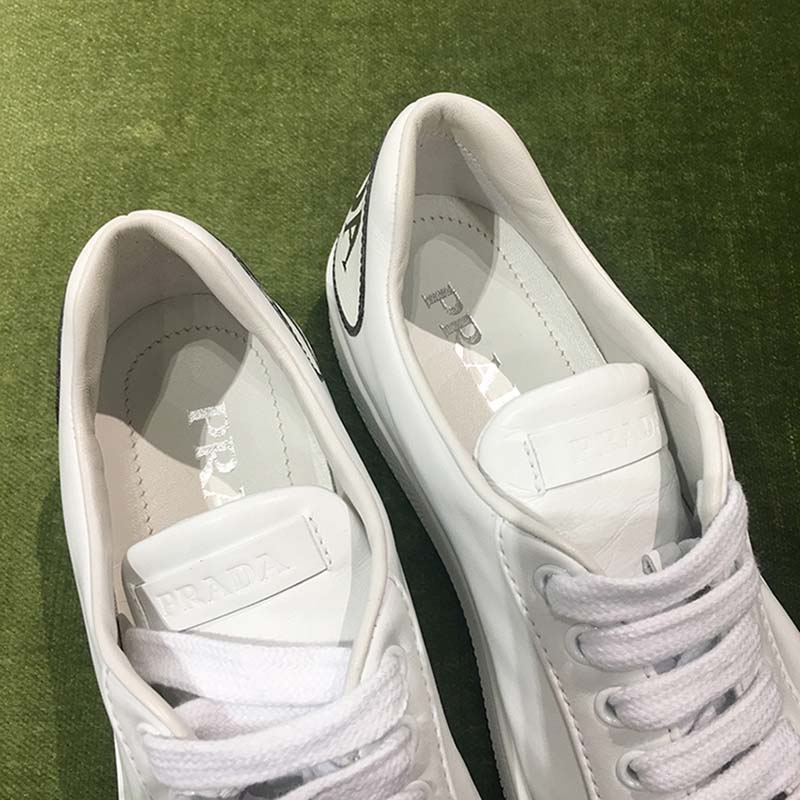 Prada Women Leather Sneakers Applique Shoes White - image 6