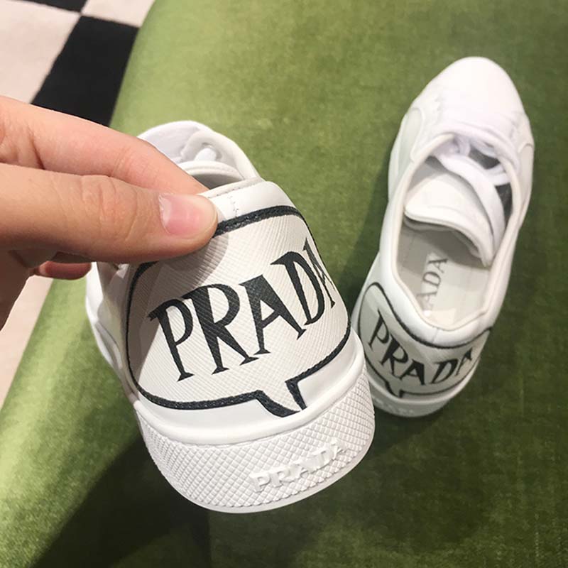 Prada Women Leather Sneakers Applique Shoes White - image 5