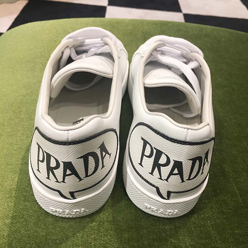 Prada Women Leather Sneakers Applique Shoes White - image 4