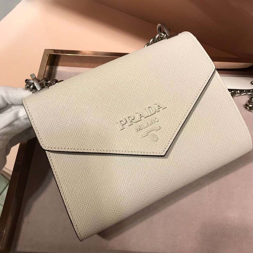 Prada Women Monochrome Saffiano Leather Bag-Beige - image 4