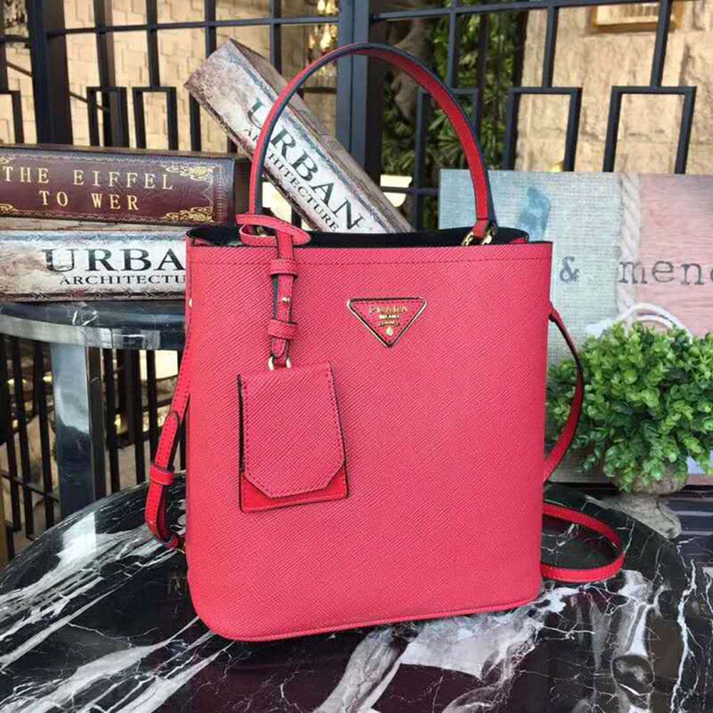 Close-up of gold-tone hardware on Prada Women Panier Medium Bag