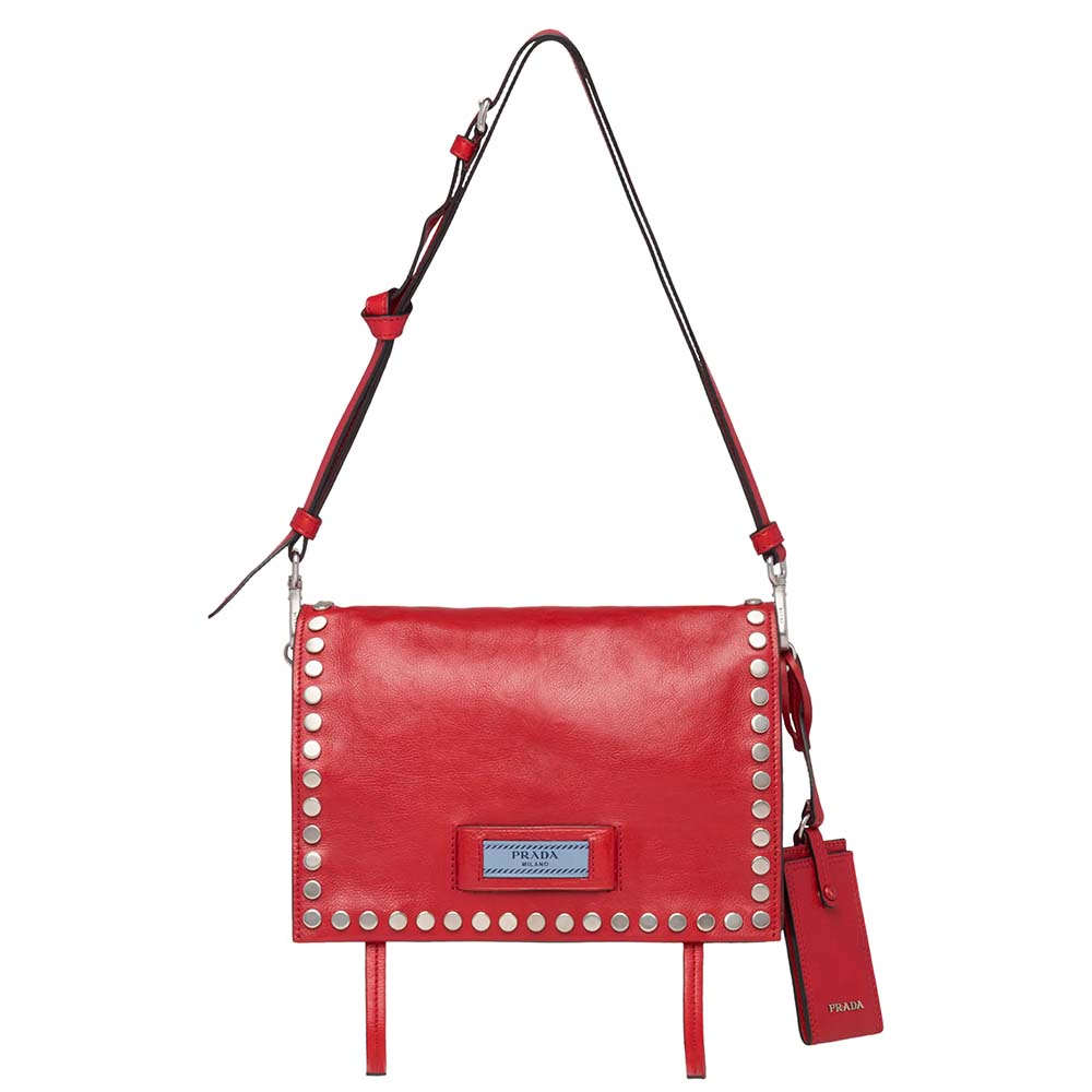Front view of Prada Women Prada Etiquette Bag-Red showing red leather