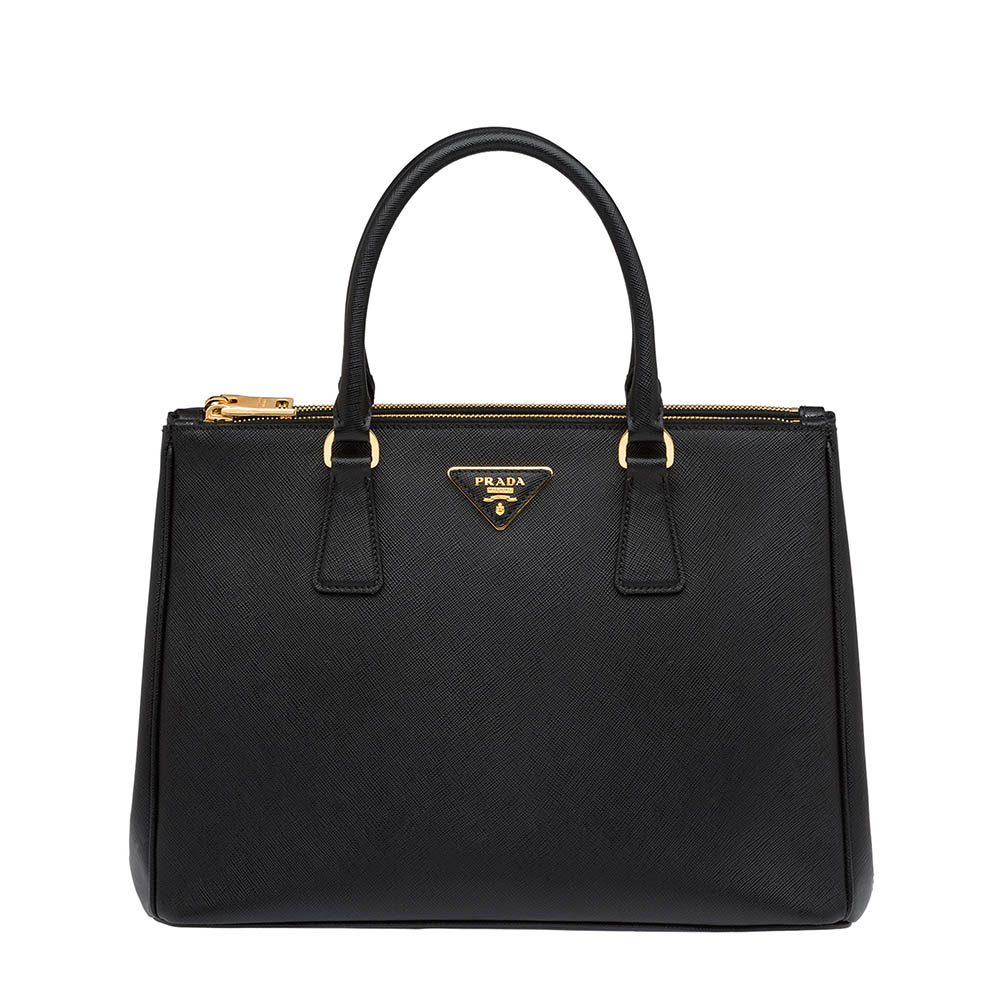 Front view of Prada Women Prada Galleria Bag in Saffiano Leather-Black