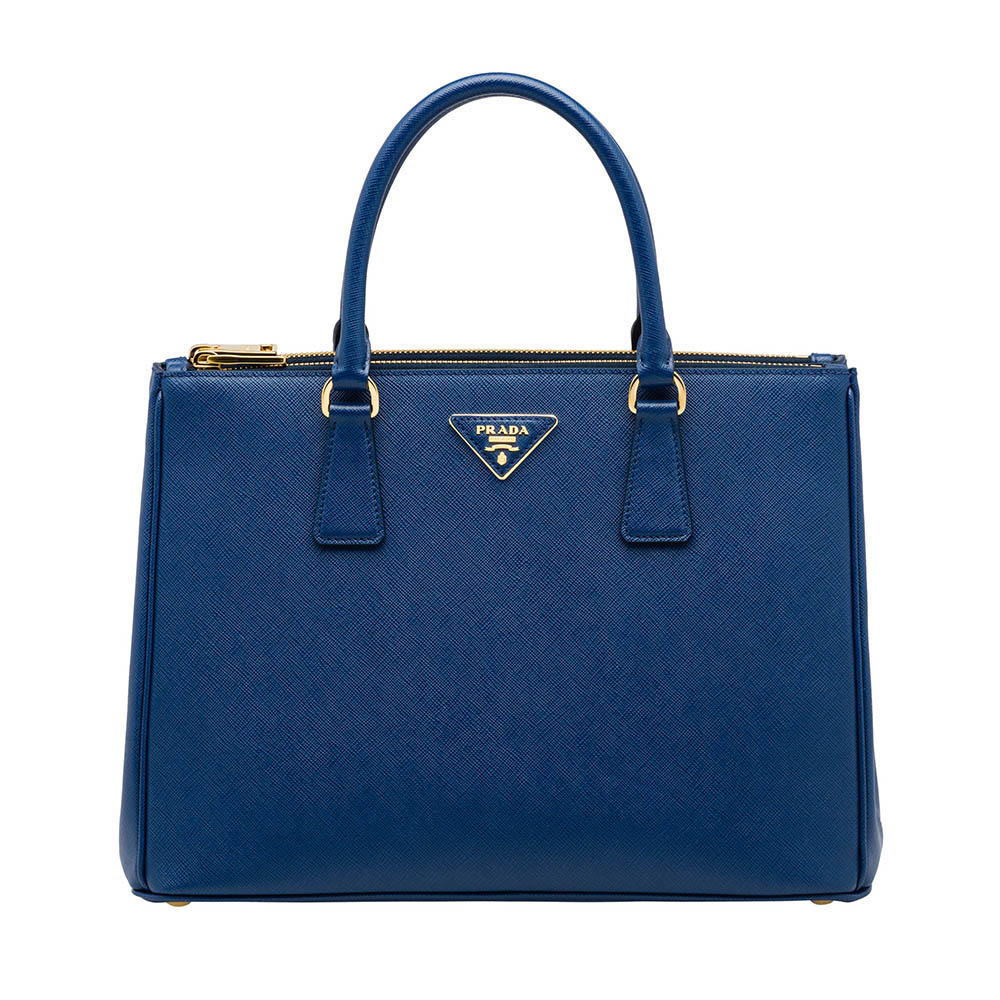 Front view of Prada Women Prada Galleria Bag in Saffiano Leather-Blue