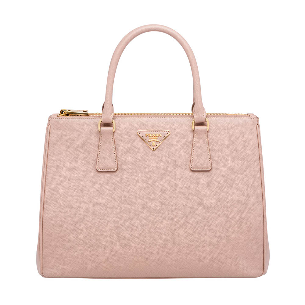 Front view of Prada Women Prada Galleria Bag in Saffiano Leather-Pink