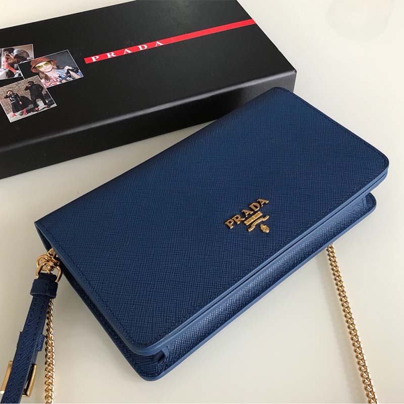 Prada Women Saffiano Leather Mini Bag-Navy - image 4
