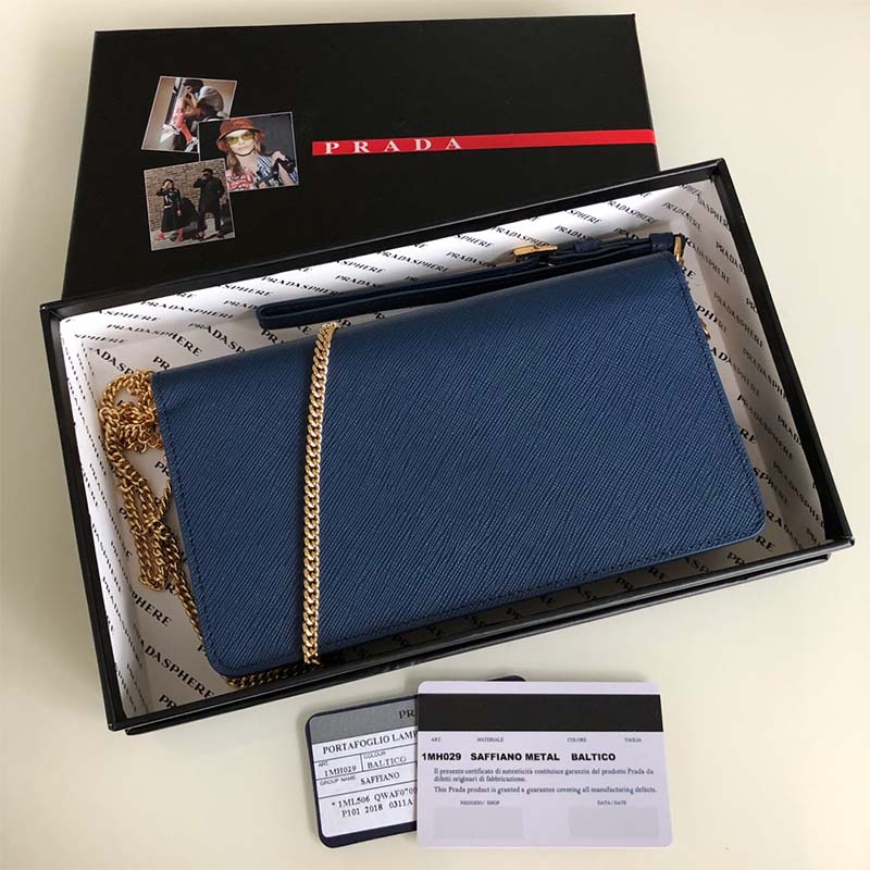 Prada Women Saffiano Leather Mini Bag-Navy - image 5