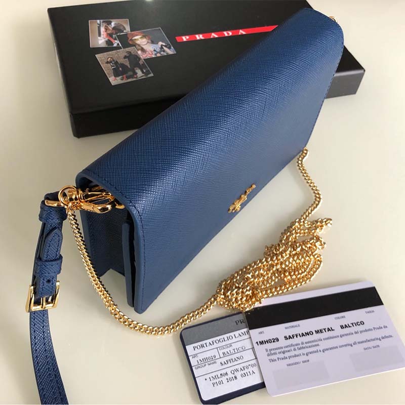 Prada Women Saffiano Leather Mini Bag-Navy - image 6