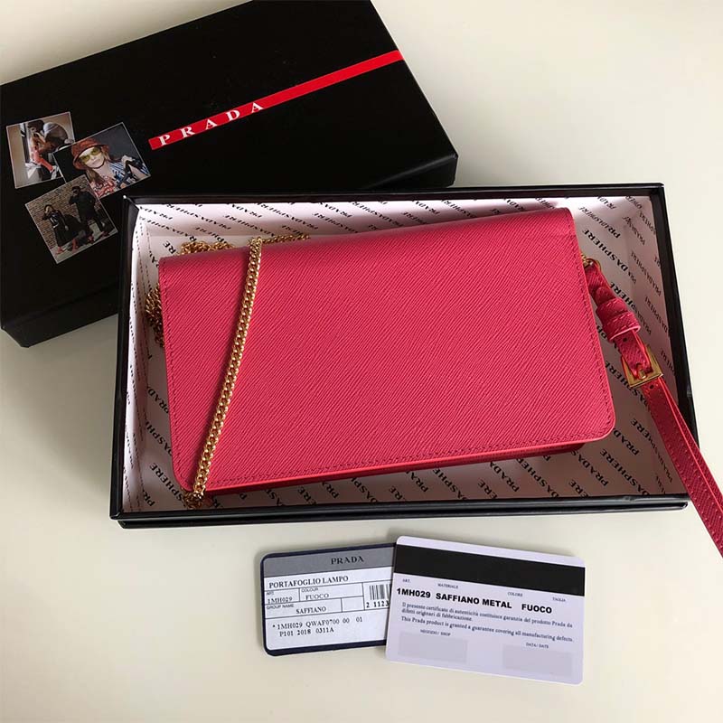 Prada Women Saffiano Leather Mini Bag-Pink - image 5