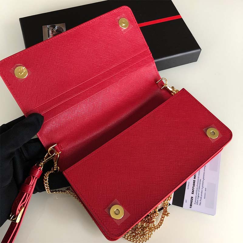 Prada Women Saffiano Leather Mini Bag-Red - image 7