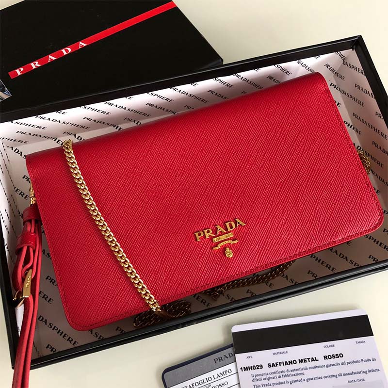 Prada Women Saffiano Leather Mini Bag-Red - image 4